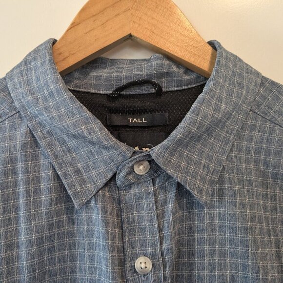 PrAna Shirt Men's Size ST Blue Gingham Garvan Button-up Vented Long Sleeve Shirt - Picture 8 of 16